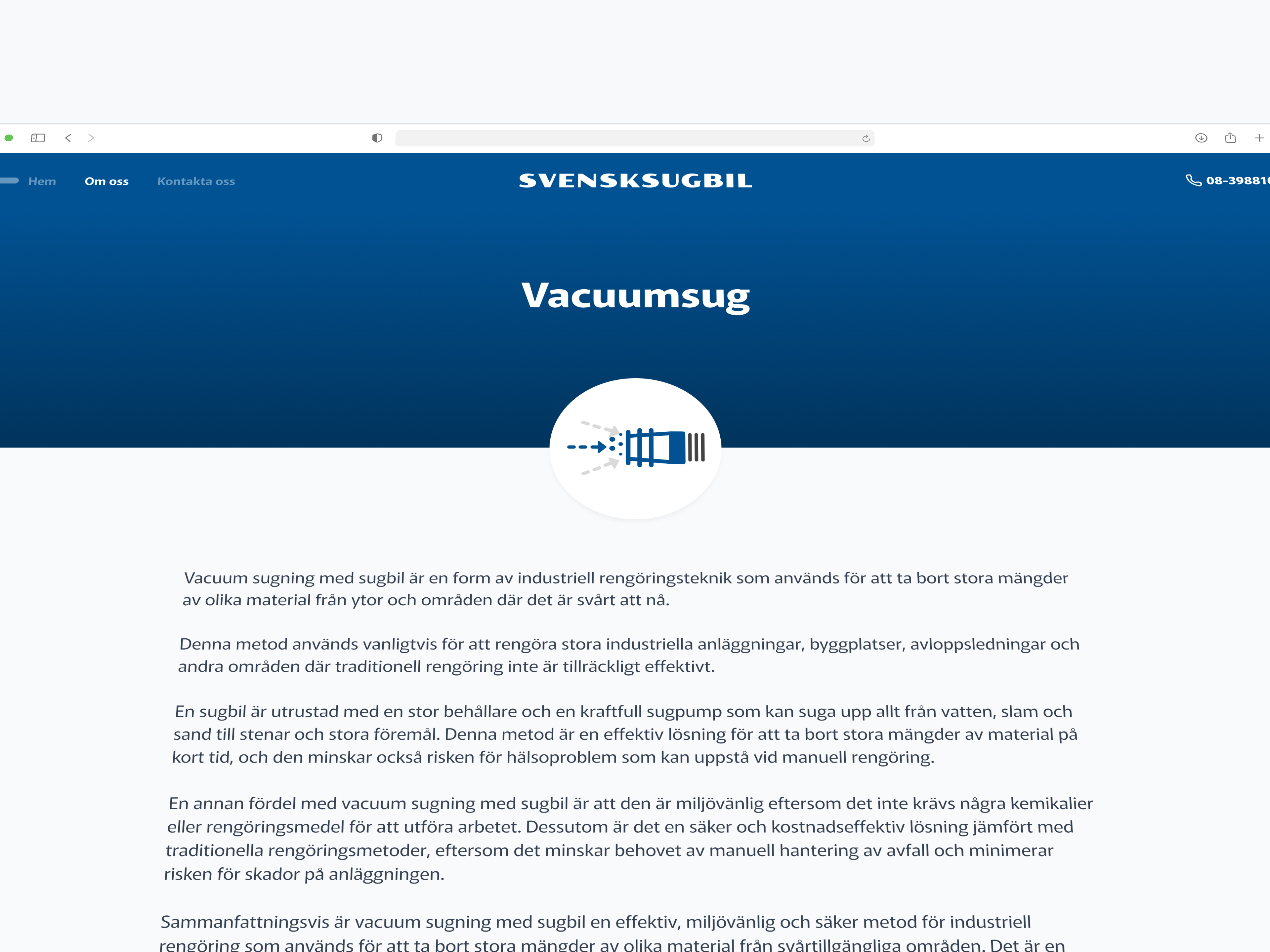 Prezentacija dizajna stranice usluge web stranice za Svensksugbil