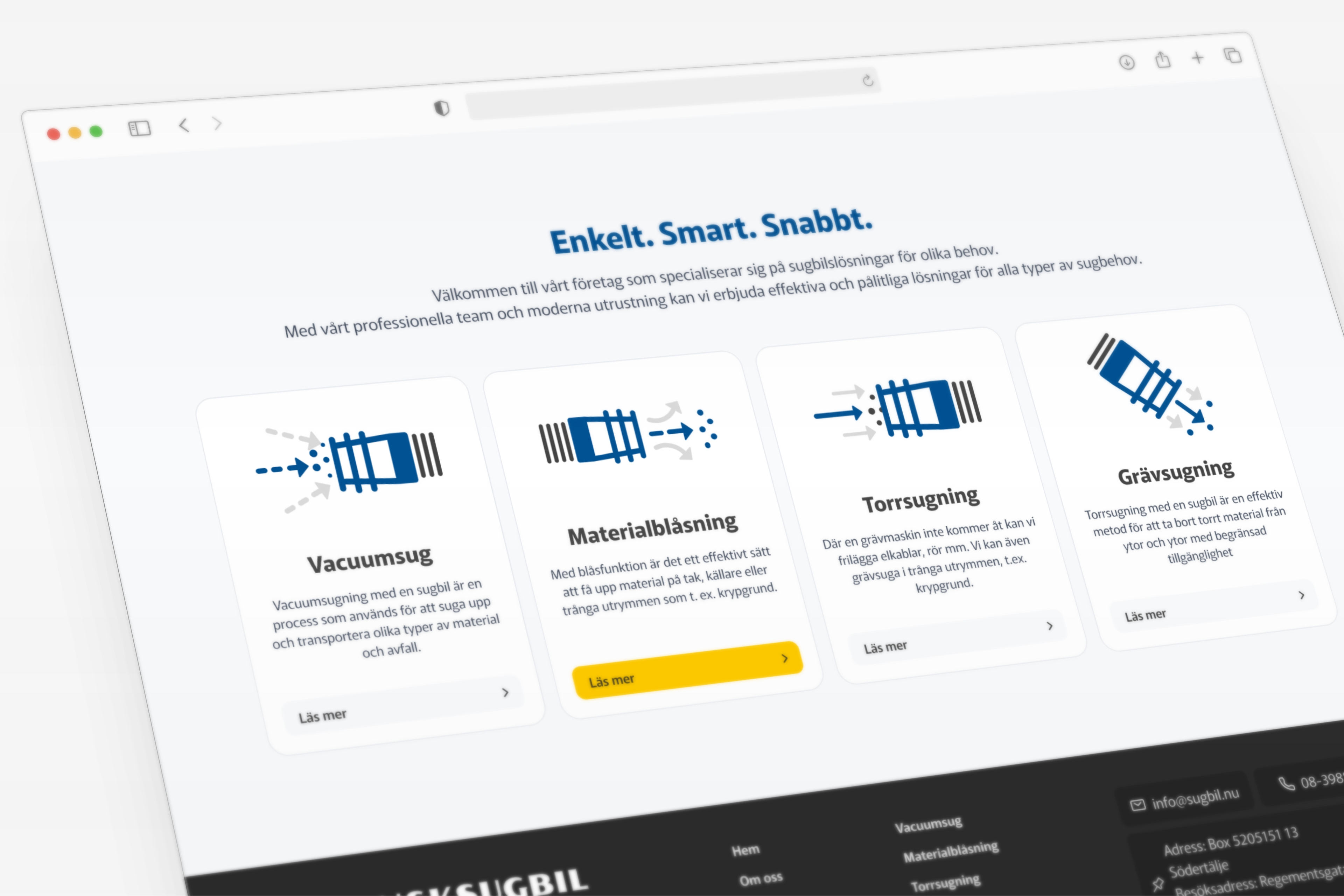 Prezentacija dizajna stranice usluga web stranice za Svensksugbil