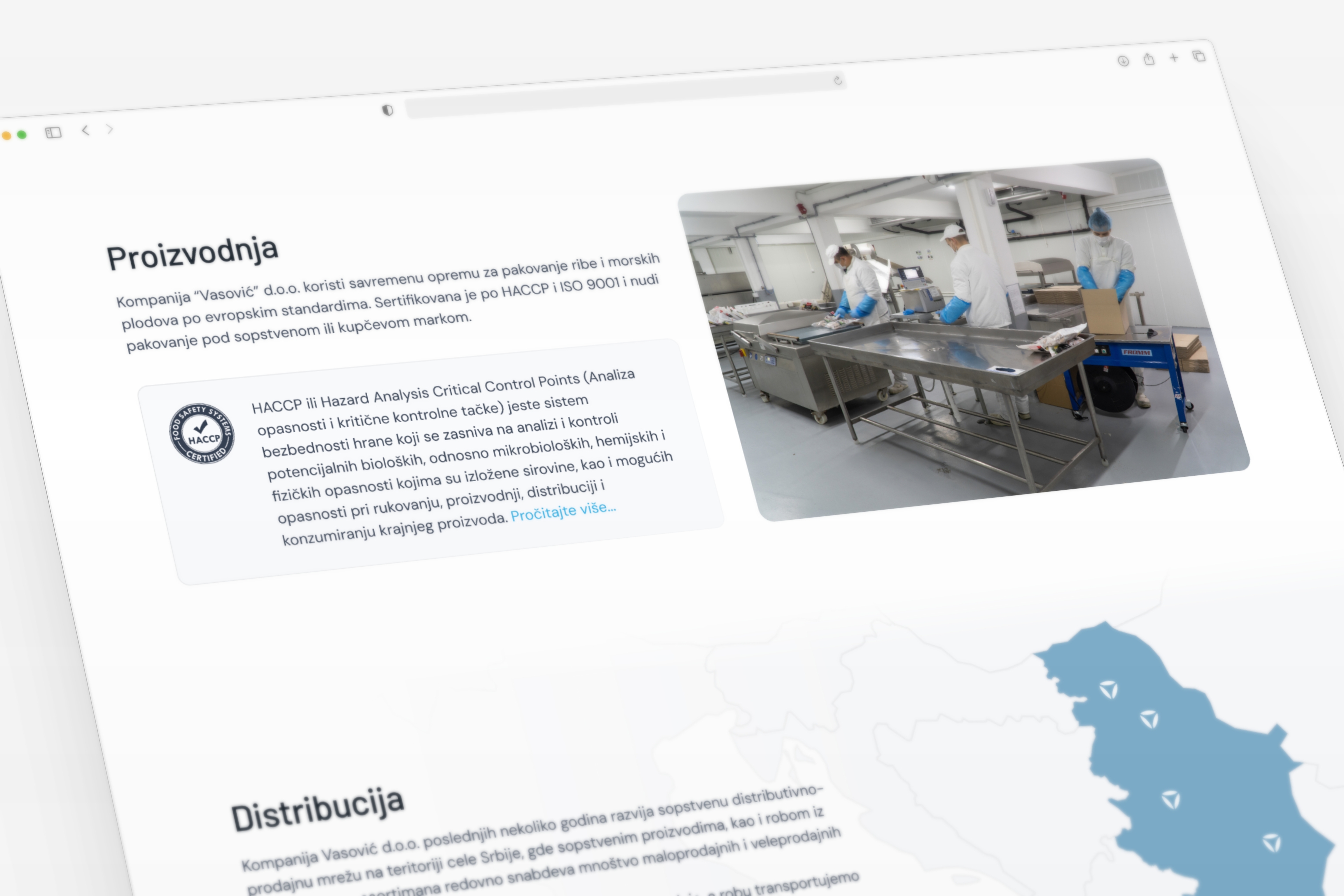 Prezentacija dizajna sadržajne stranice web stranice za Vasović