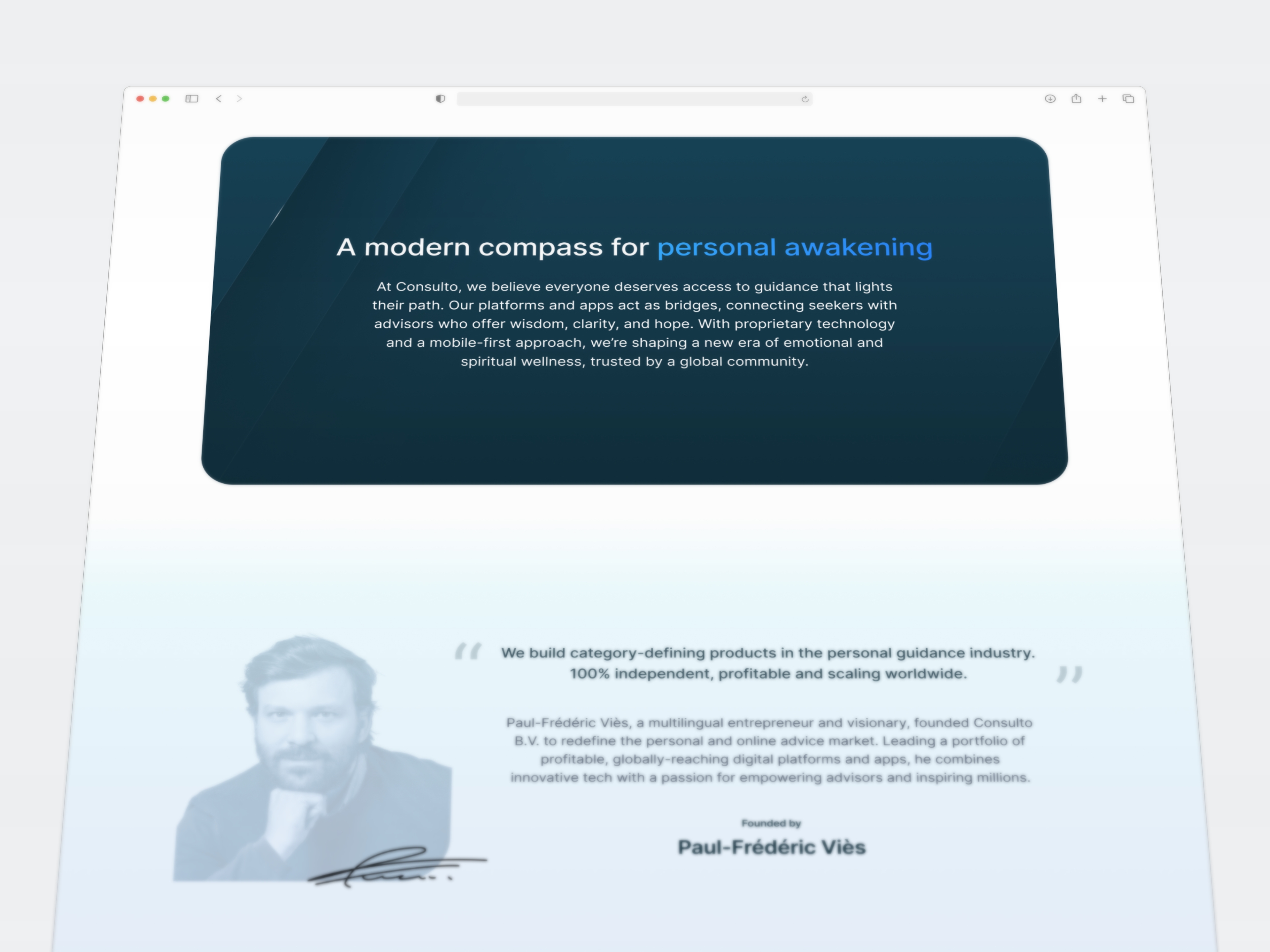 Prezentacija dizajna sadržajne sekcije web stranice Consulto