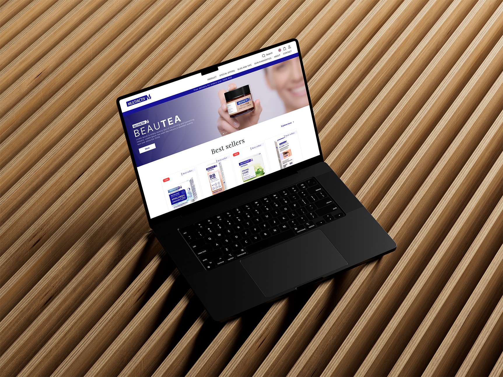 Prezentacija dizajna početne stranice webshop-a za Multiactiv