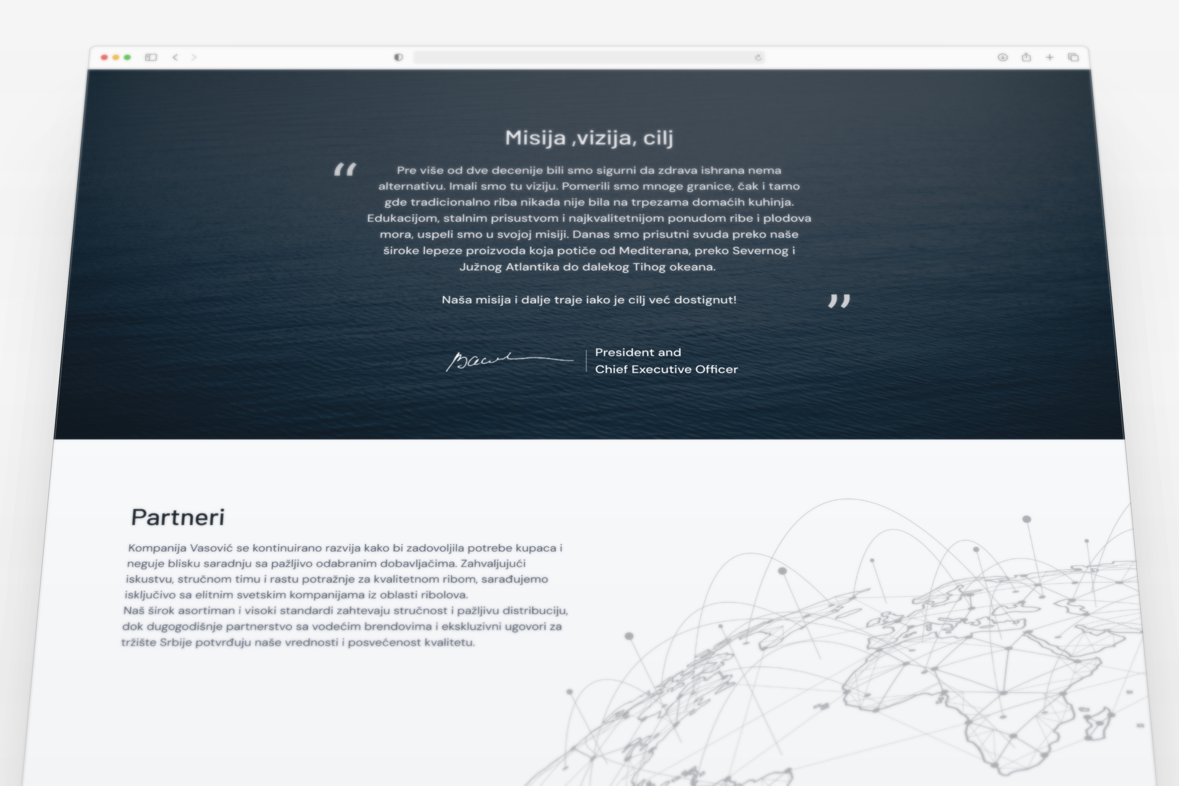 Prezentacija dizajna sadržajne stranice web stranice za Vasović