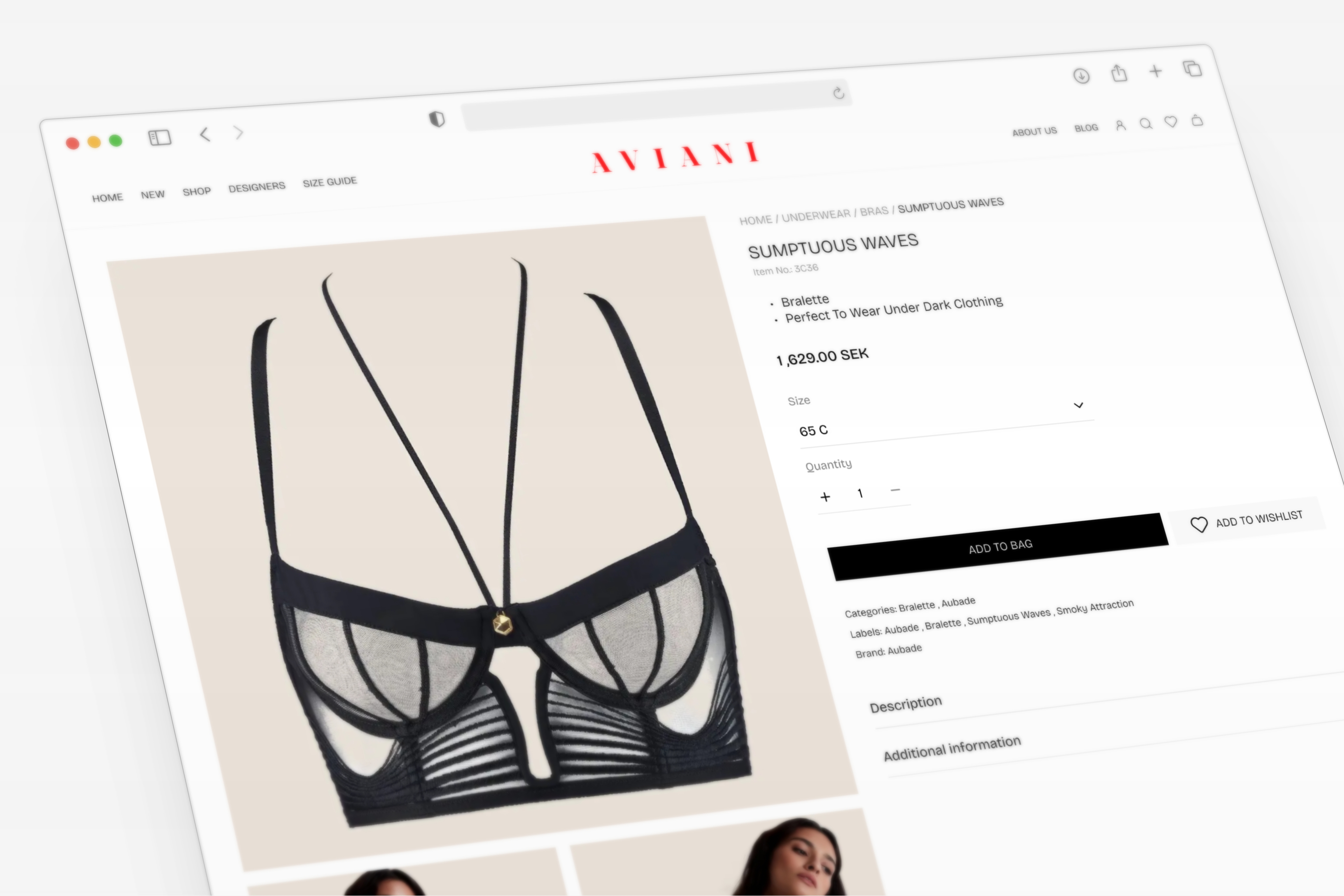 Prezentacija dizajna stranice proizvoda webshop-a za Aviani