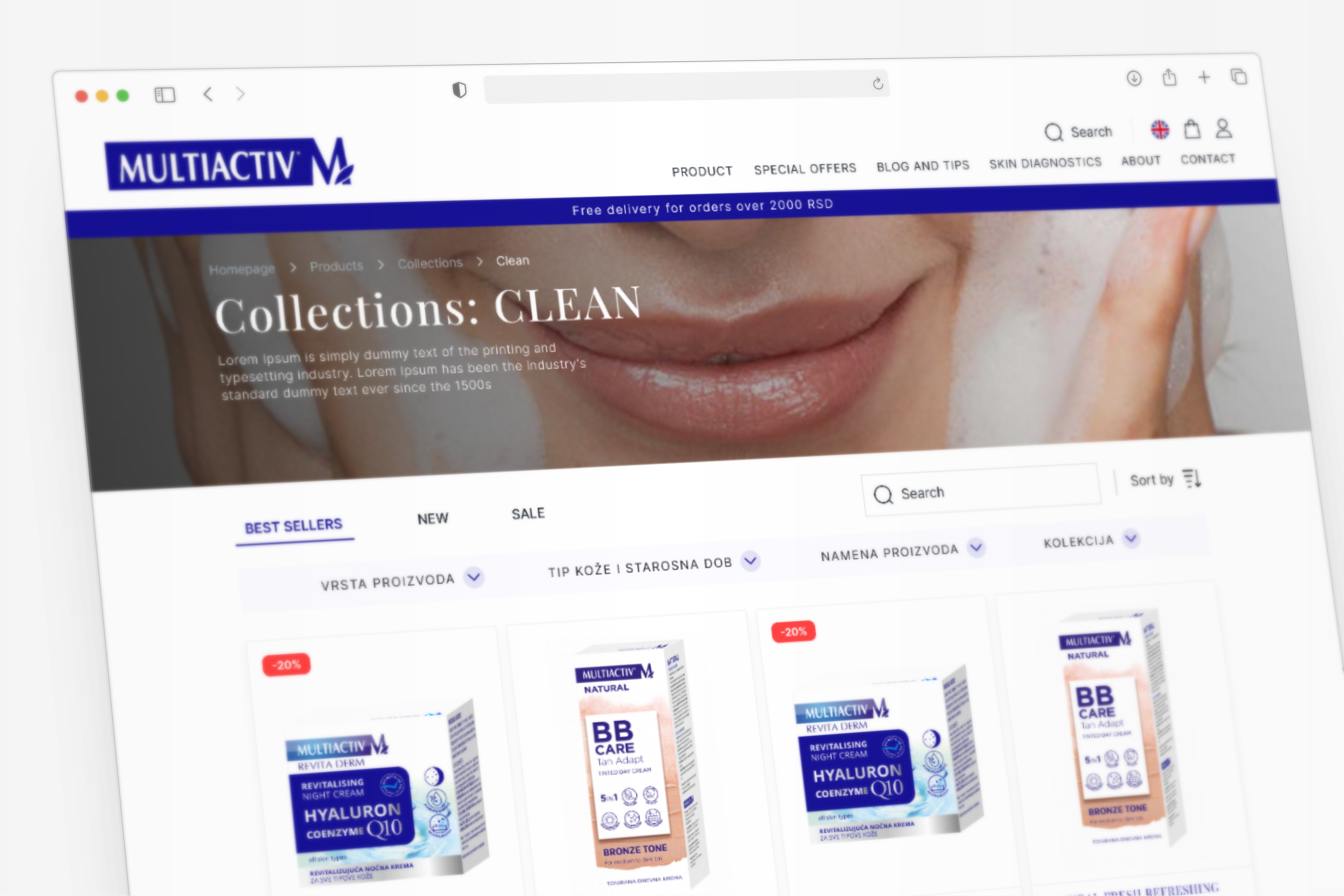 Prezentacija dizajna stranice proizvoda webshop-a za Multiactiv